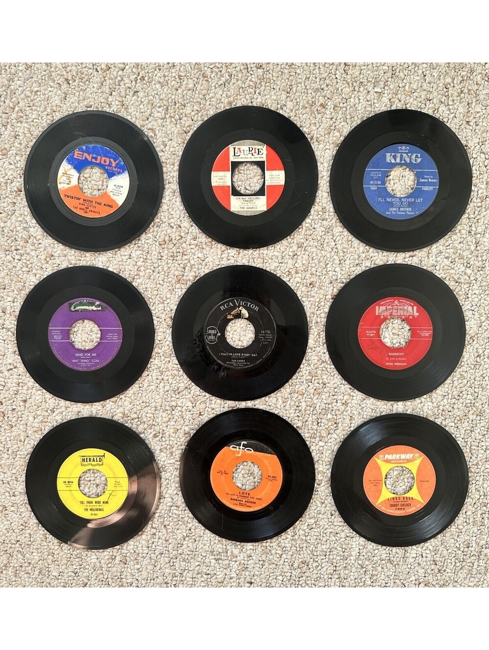 Lot of 9 Vintage 45 RPM Vinyl Records Soul R&B Rock & Roll James Brown Sam Cooke